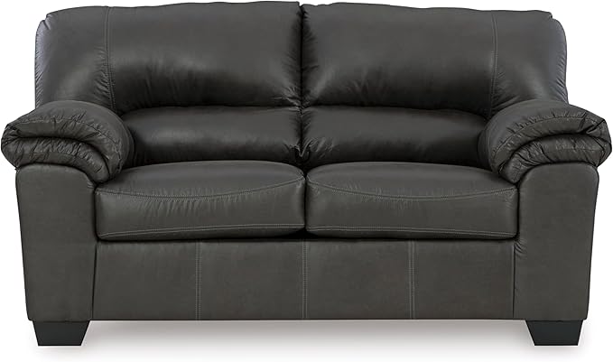 Signature Design by Ashley Bladen Faux Leather Loveseat, Gray