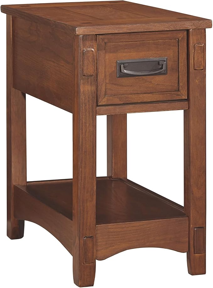 Signature Design by Ashley Breegin New Traditional Wooden Chair Side End Table with 1 Drawer and 1 Fixed Shelf, Brown