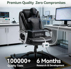 Vogue Furniture Direct Big and Tall Office Chair 500lbs, Heavy Duty High Back PU Leather Desk Chair, Adjustable Height Rolling Wheels Computer Chair for Home Office Work (Black)