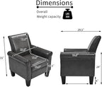 THSUPER Faux Leather Accent Chair Arm Chair, Modern Club Chair, Comfy Single Sofa for Living Room - Grey