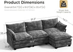 KKL Modular Sectional Sofa, L-Shaped 4 Seater Cloud Couch with Ottoman, Chenille Modern Sectional Couches for Living Room, Apartment, Grey