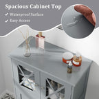 Giantex Bathroom Floor Storage Cabinet - Linen Floor Cabinet with Doors and Adjustable Shelves, Freestanding Side Storage Organizer for Bathroom, Living Room, Entryway, Kitchen Storage Unit (Grey)