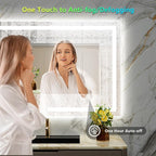40x24 Inch RGB LED Bathroom Mirror Front Light and RGB Backlit Lighted Vanity Mirror for Bathroom Wall Mounted Dimmable Anti Fog Memory Shatter-Proof IP54 Waterproof Horizontal/Vertical
