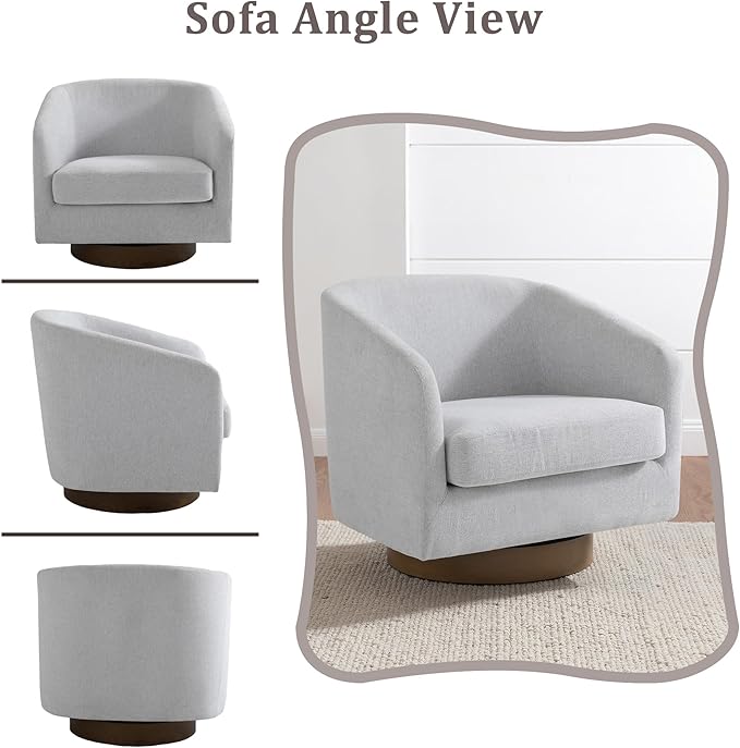 Lumibee Swivel Accent Chairs Set of 2, Chenille Fabric Swivel Barrel Chairs for Living Room, Modern Comfy Upholstered Round Armchairs Single Sofa Chairs for Bedroom, Club-Bright Gray