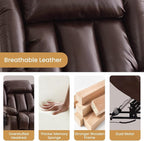 TEKAMON Dual Motor Power Lift Recliner Chair for Elderly, Breathable Leather Recliner with Heat & Massage, Lay Flat Sleeping Chairs with Infinite Position, Remote Control & USB Ports(Brown)