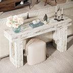 Tribesigns 63-Inch Long Console Table, Farmhouse Wooden Sofa Table Behind The Couch, Narrow Entryway Table for Entrance, Hallway, Living Room (Distressed White)