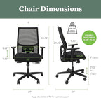 HON Ignition 2.0 Mid Back Task Chair, Spectrum Mesh, Standard Synchro-Tilt Control, Office Chair with Lumbar Support, Height and Width Adjustable Arms, Titanium Frame, Onyx