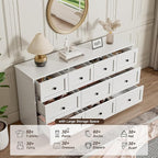 10 Drawer Double Dresser for Bedroom, 59.1" Wide Dressers & Chests of Drawers with Large Capacity Storage,White Dresser for Bedroom,Hallway,White