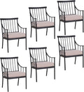 Sophia & William Metal Outdoor Dining Chairs with Seat Cushion, Black Patio Chairs Set of 6, Patio Bistro Conversation Furniture Set for Porch Yard Balcony, Load Capacity: 300lbs