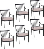 Sophia & William Metal Outdoor Dining Chairs with Seat Cushion, Black Patio Chairs Set of 6, Patio Bistro Conversation Furniture Set for Porch Yard Balcony, Load Capacity: 300lbs
