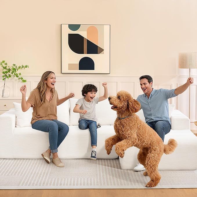 2025 New 108" Cloud Couch Sectional, Modular Sectional Sofa with L-Shaped Chaise, Deep Seat Sectional Modular Couch for Living Room, No Assembly Required (Beige, Right Facing Chaise)