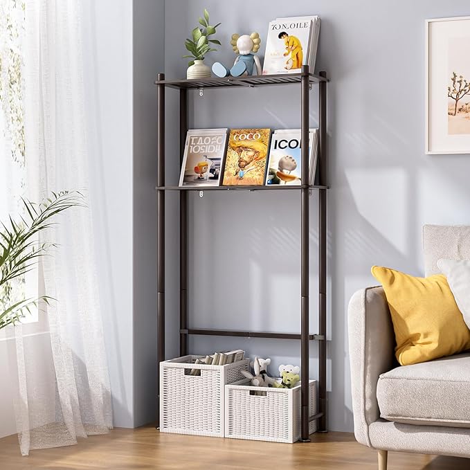 AmazerBath Bamboo Over The Toilet Storage Shelf, 2-Tier Over Toilet Bathroom Organizer Rack, Bathroom Shelves Over Toilet Space Saver, Espresso