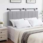 UEV Queen Headboard Only, Wall Mounted Hanging Upholstered Bed Head Board, Modern Vertical Channel Design of Fine Linen, Elegant Grey Fluted Headboard for Bedroom (Grey, Queen Size)