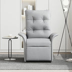 Power Recliner Accent Chair with Side Pocket High-Back 180° Recline Faux Leather Living Room Chairs, Comfy Chair for Bedroom Reading (Gray)