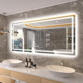 60x28 Inch LED Bathroom Mirror with Lights, RGB Color Changing Lighted Mirrors for Bathroom Wall, Dimmable, Anti-Fog,Large LED Mirror for Bathroom (RGB Multicolor Backlit+Front-Lit)