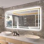 60x28 Inch LED Bathroom Mirror with Lights, RGB Color Changing Lighted Mirrors for Bathroom Wall, Dimmable, Anti-Fog,Large LED Mirror for Bathroom (RGB Multicolor Backlit+Front-Lit)