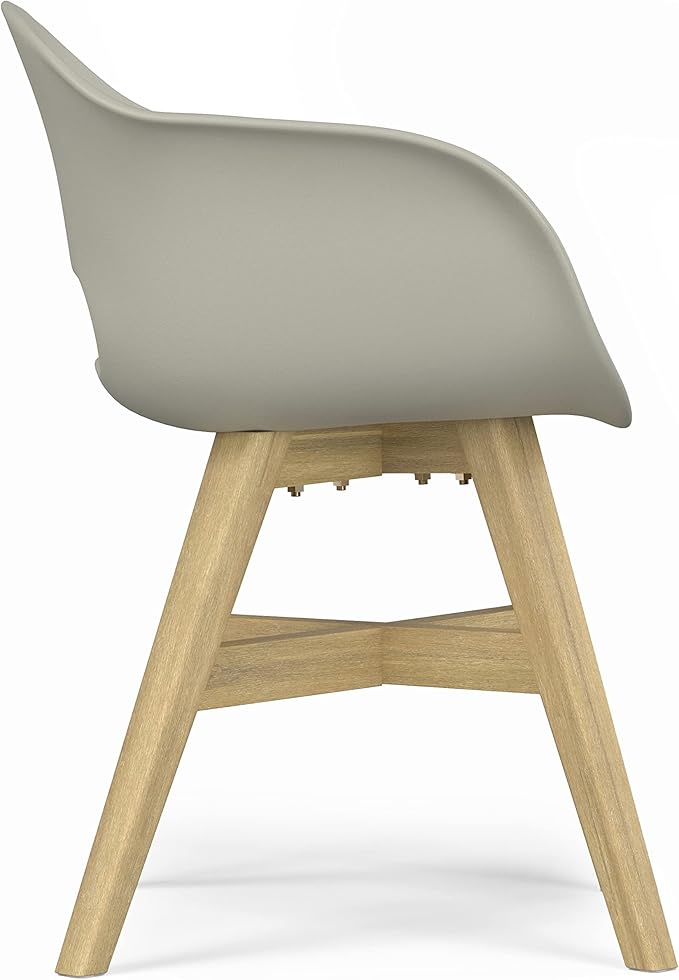SIMPLIHOME Kona SOLID ACACIA WOOD 24 inch Wide Contemporary Outdoor Dining Chair in Plastic ( Set of 2 ) in Taupe for the Dining Room