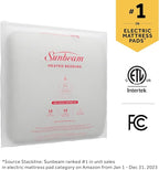 Sunbeam Premium Quilted Electric Heated Mattress Pad, 54" x 75", 12 Heat Settings, 12-Hour Selectable Auto Shut-Off, Warmth for Restful Sleep, Machine Washable, White