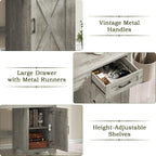 Vabches Farmhouse 51" Executive Desk,Computer Desk with Drawers and Storage Cabinet, Home Office Desk for Work and Study.Grey