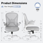 ZZH Ergonomic Office Chair Set of 4 with Adjustable Lumbar Support, Mesh Home Office Desk Chair with Wheels and Flip-up Arms, Grey