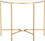 SAFAVIEH Couture Collection Tauri Brass Metal Glass Top Half Moon Console Table (Fully Assembled)