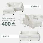Modular Sectional Sofa, L Shaped Sofa with Ottoman, 78.74" Oversized Loveseat, Plush Deep Seat Sleeper Couches for Living Room, Apartment, Couch Cushion Covers Removable, Beige