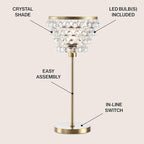 JONATHAN Y JYL9004B Buckingham 25" Crystal/Metal Table Lamp Modern Contemporary Bedside Desk Nightstand Lamp for Bedroom Living Room Office College Bookcase, Brass Gold