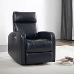 CHITA Genuine Leather Power Swivel Glider Recliner Chair for Adults, FSC Certified Electric Nursery Rocker Recliner Chair for Living Room, Navy Blue