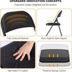 6 Pack Black Folding Chairs with Padded Cushion for Outside, Portable Stackable Commercial Metal Foldable Chairs with Steel Frame for Party Home Events Office Wedding, 350lbs Capacity