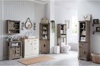 RedLemon Farmhouse Over The Toilet Storage Cabinet Set of 2, 68" Tall with Sliding Barn Doors & Adjustable Shelves, Rustic Above Toilet Storage Cabinet, Light Rustic Oak