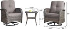 HUMMUH 6-Piece Patio Furniture PE Wicker Outdoor Conversation Set,All-Weather Rattan Swivel Rocker Chairs Outdoor Couch Ottomans for Backyard,Poolside,Deck