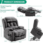 VIVIJASON Tall Man Dual Motor Power Lift Recliner Chair with Extended Footrest, Oversized Lay Flat Sleeper Electric Recliner W/Heat & Massage, Lumbar Pillow, USB & Type-C Ports, Infinite Position