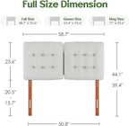 Tufted Upholstered Full Headboard, Adjustable Height Full Size Headboard Only from 39”to 44” with Durable Solid Wood Legs, Modern Button Diamond Fabric Head Board with Width Adapters, Beige
