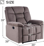 EBELLO Set of 2 Manual Recliner Chair for Adults with Soft Padded Headrest and Backrest, Overstuffed Single Recliner Sofa Chair for Living Room, Dark Brown