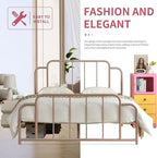 PINJU Metal Platform Bed Frame with Headboard and Footboard, Classic Style, Sturdy Metal Slats, No Box Spring Needed, Easy Installation (Pink, Queen)