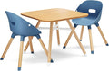 Lalo The Play Kit - Kids Table & Chairs Set with Sustainably Sourced Wood Table & 2 Non-Toxic Bucket Seat Chairs - Safe & Comfortable - Natural/Blueberry