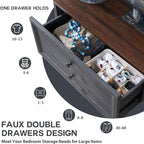 Farmhouse 6 Drawers Dresser for Bedroom, 58" Wide Dresser Chest of Drawers Organizer Storage, Wood Rustic for Closet w/Two Different Drawer Sizes for Living Room, Hallway, Dark Grey