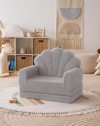 Blissful Diary Foldable Toddler Couch, 2-in-1 Comfy Toddler Chair & Lounger for Reading, Nap, Playroom, Kids Couch Sofa for 1 2 3+ Year Old Girls Boys Baby Birthday Gift, Gray Shell
