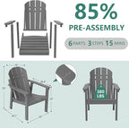 Adirondack Chair Set of 8, All Weather HDPE Fire Pit Chairs, Oversized Plastic Adirondack Chair for Outdoor, Balcony, Deck, Backyard, Patio, Garden, Poolside, Lawn Grey