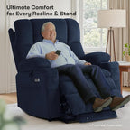 Tami Tami Dual Motor Power Lift Chair Recliner for Elderly with Massage and Heat, Infinite Position Electric Lift Recliner with Adjustable Headrest, USB (T6015 - Plush Fabric, Navy Blue, Oversized)