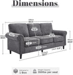 Kingfun 3 Seater Couch, Mid Century Modern Sofa with Rolled Arms and Deep Seats, Fluffy Comfort for Living Room, Apartment, Easy Assembly, Gray