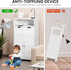 COSTWAY Bathroom Storage Cabinet, Freestanding Storage Organizer with 2 Drawers & Adjustable Shelf, Wooden Floor Cabinet for Living Room, Bedroom, Kitchen, Entryway (White)