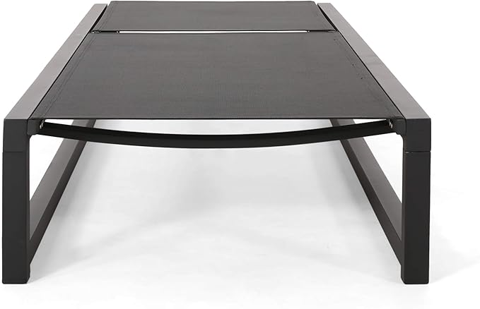 Christopher Knight Home Vivian Outdoor Aluminum Chaise Lounge with Mesh Seating (Set of 2), Black