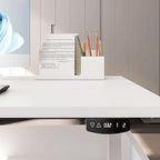 77" L-Shaped Electric Standing Executive Desk with 2-Drawer Storage Cabinet, Height Adjustable Workstation with Memory Presetsfor Home Office