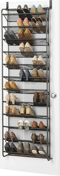 Whitmor 36 Pair Over The Door Shoe Rack, 12 Tier Hanging Shoe Organizer, Heavy Duty Metal & Mesh Shoe Holder, Hanging Shoe Rack for Closet Organizer & Storage, 69" L x 21.7" W x 7.5" H, Gunmetal Gray