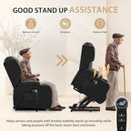 Power Lift Chair Recliner with Heat and Massage,Single Sofa Chair Recliner for Elderly,Electric Recliners Comfortable Lift Chairs for Living Room with Remote/Storage/Cup Holders/USB Port (Black)
