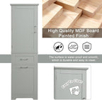 Tall Bathroom Storage Cabinet, Freestanding Storage Cabinet with 1 Door, 2 Different Size Drawers for Bathroom Living Room (Grey)