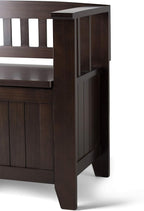 SIMPLIHOME Acadian Entryway Storage Bench - 48 inch Wide Solid Wood Hallway Seat in Brunette Brown, Transitional Bench for Entryway or Living Room with Lift-Up Lid and Spacious Storage