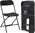 10 Pack Plastic Folding Chairs, Portable Stackable Commercial Seat Folding Chairs with Steel Frame 350lbs for Home Office Outdoor Indoor Office Wedding Party Events, Black