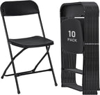 10 Pack Plastic Folding Chairs, Portable Stackable Commercial Seat Folding Chairs with Steel Frame 350lbs for Home Office Outdoor Indoor Office Wedding Party Events, Black